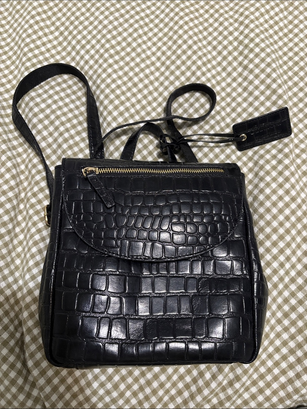 Ashwood Black Croc-Embossed Women’s Bag